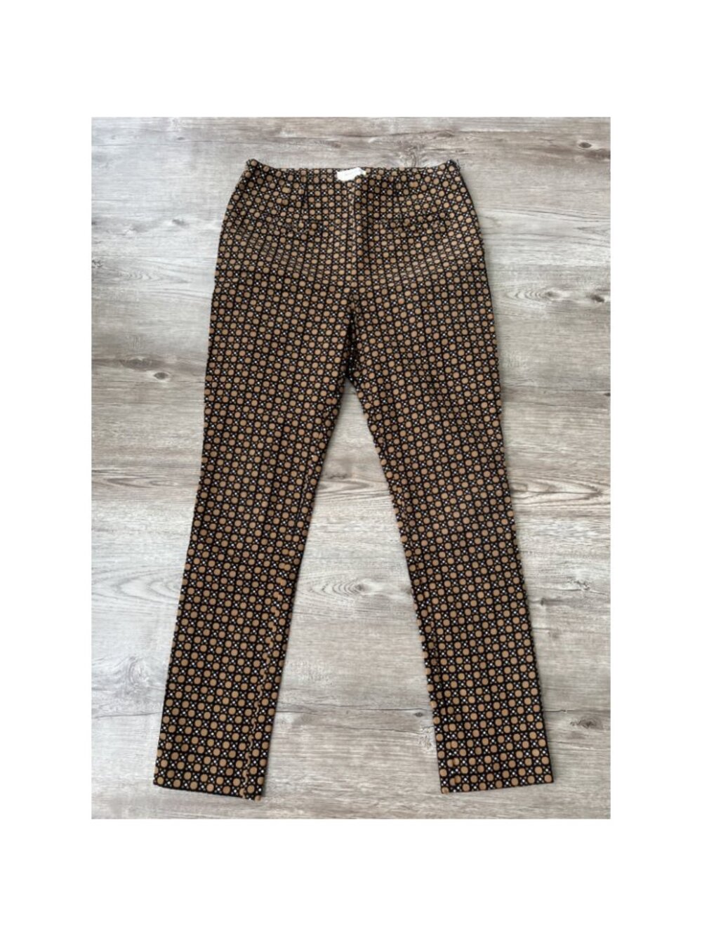 Anthropologie Essential Slim Pants Womens 0 Brown Pattern Ankle Cropped
